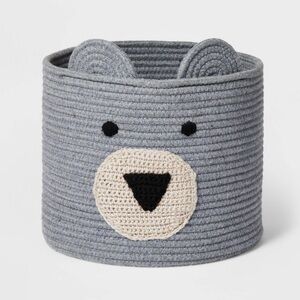 (2) Gray Bear Kids Storage Baskets